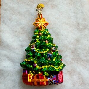 Christopher Radko 5"  Christmas Tree Ornament Trimmed and Sparkling